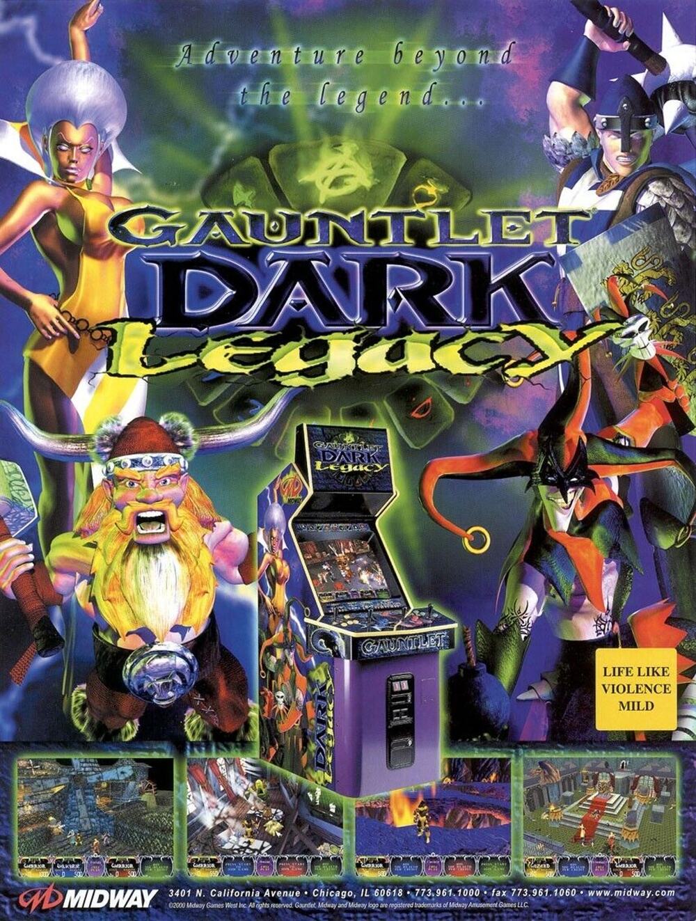Gauntlet Dark Legacy Video Arcade Game FLYER Original Fantasy Art Promo Unused